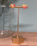 Pink & Yellow Heart Studs