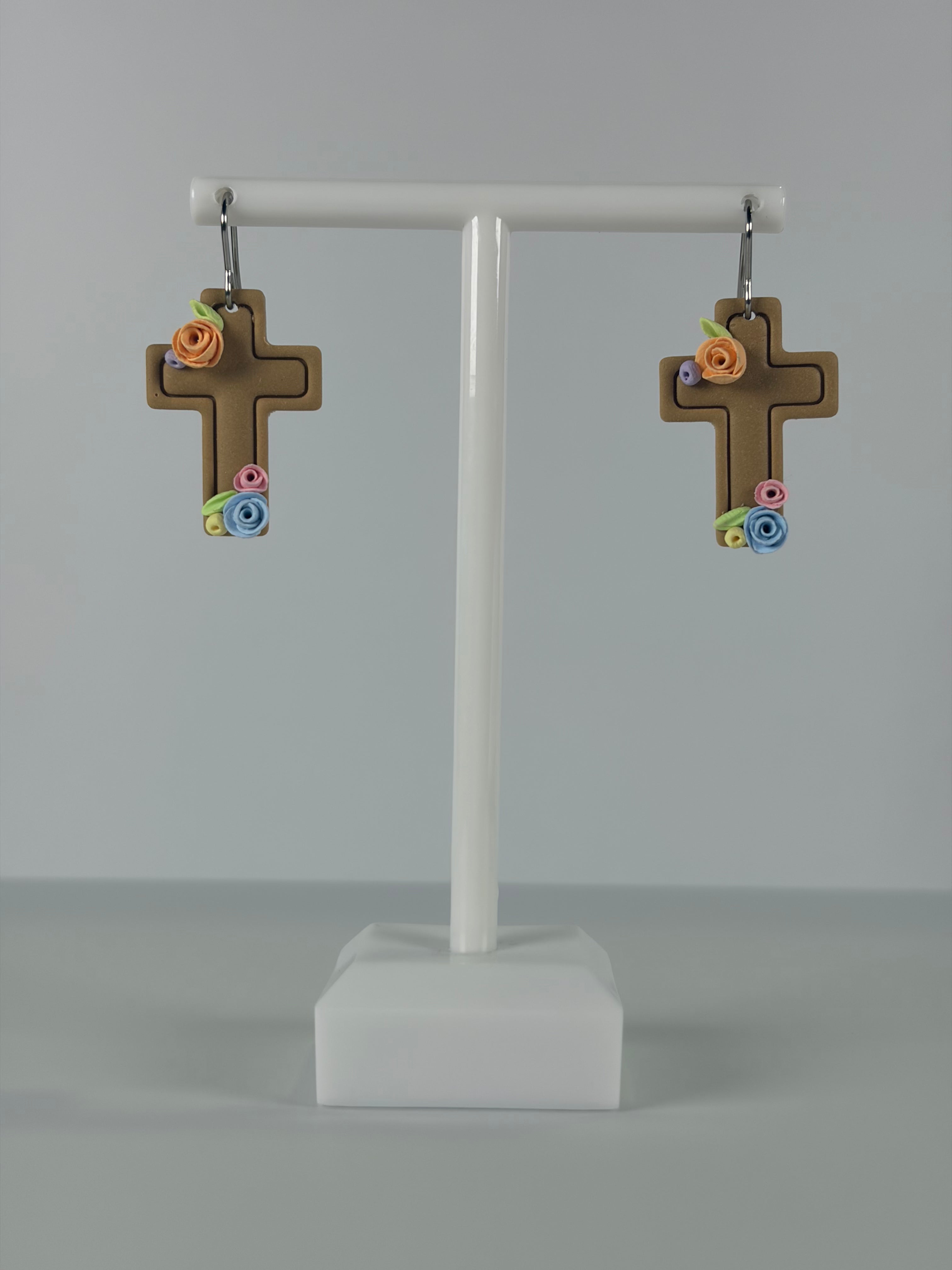 Floral Cross Dangles