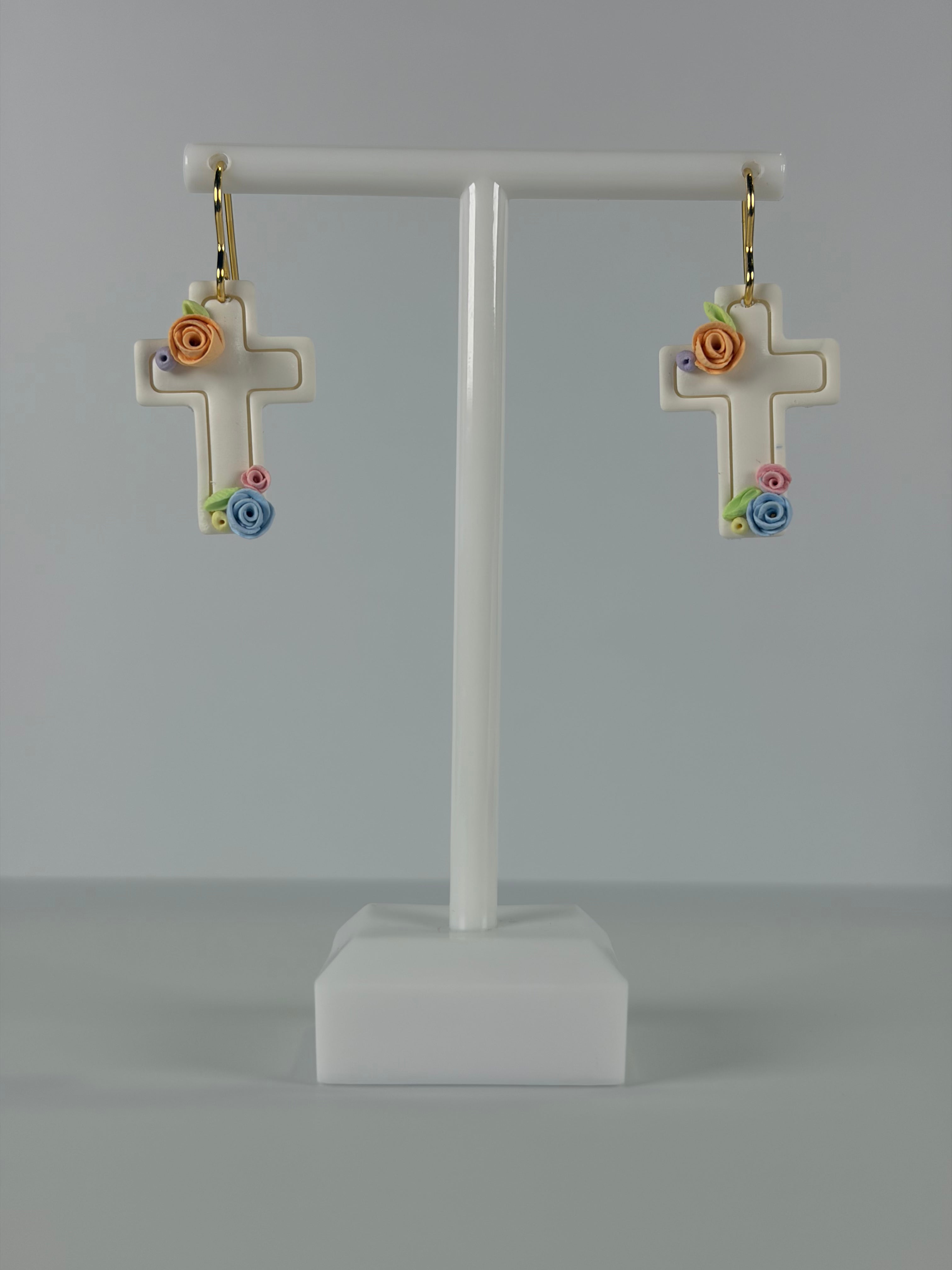 Floral Cross Dangles
