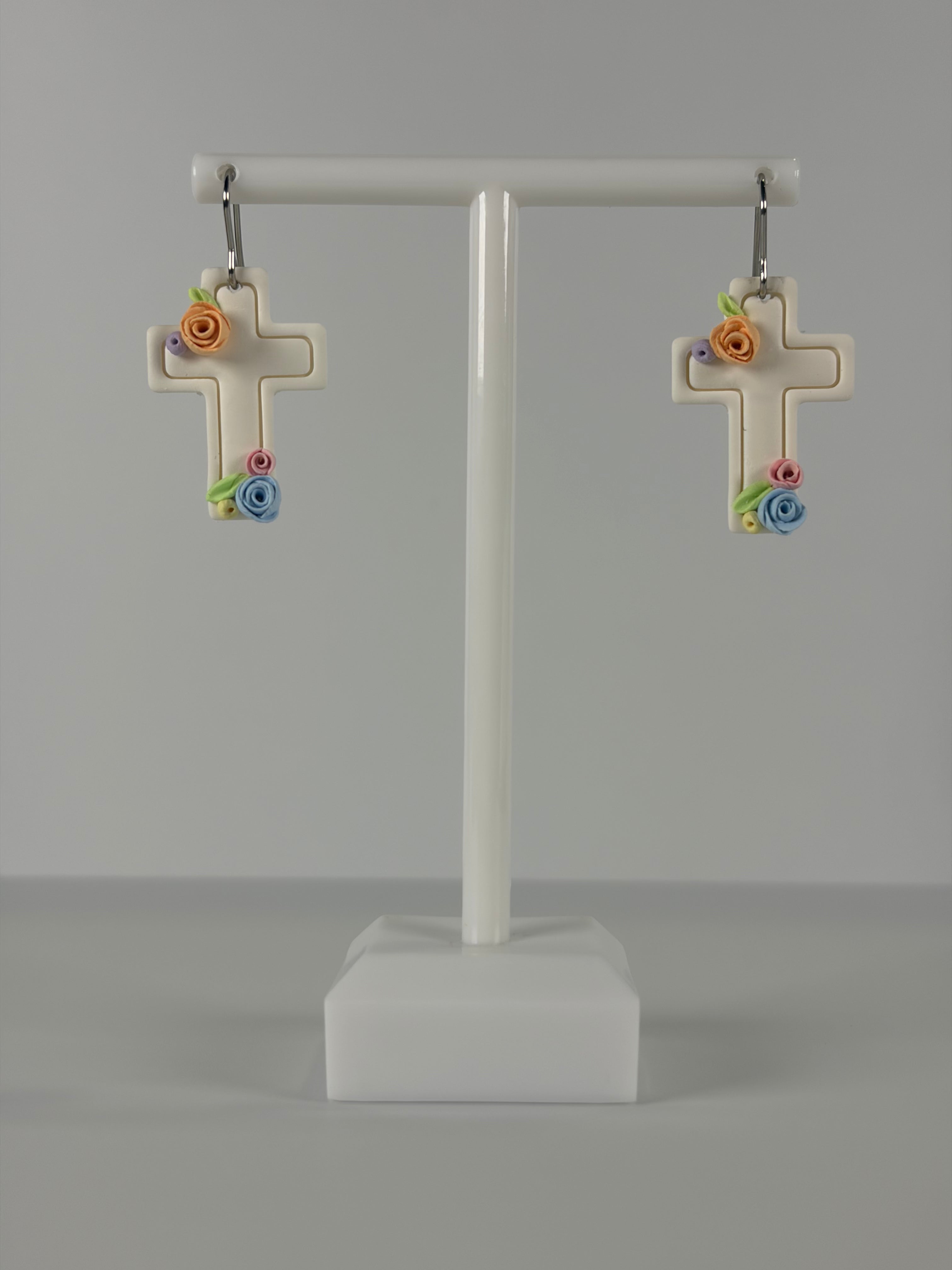 Floral Cross Dangles
