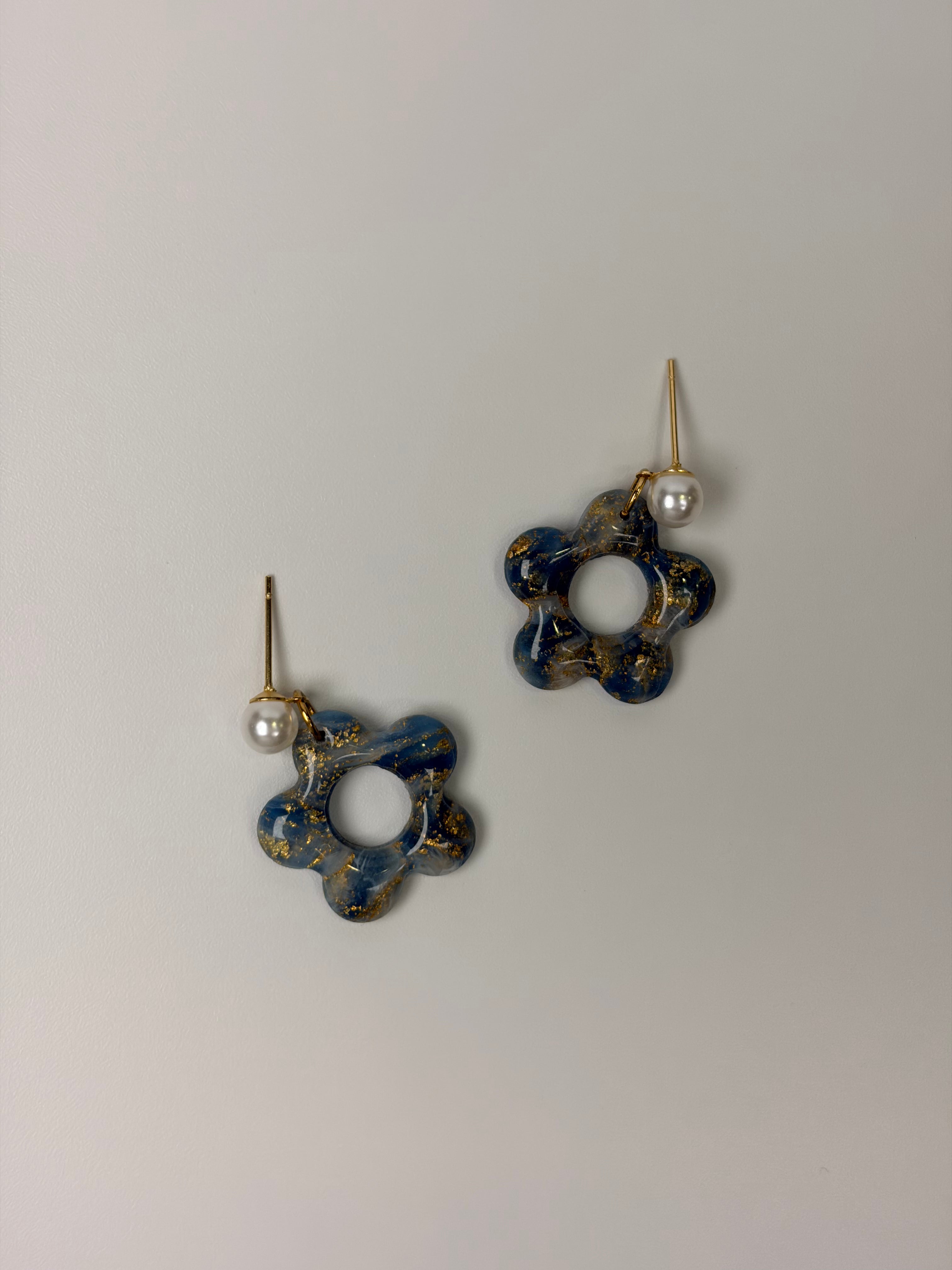 Marble Flower Dangles