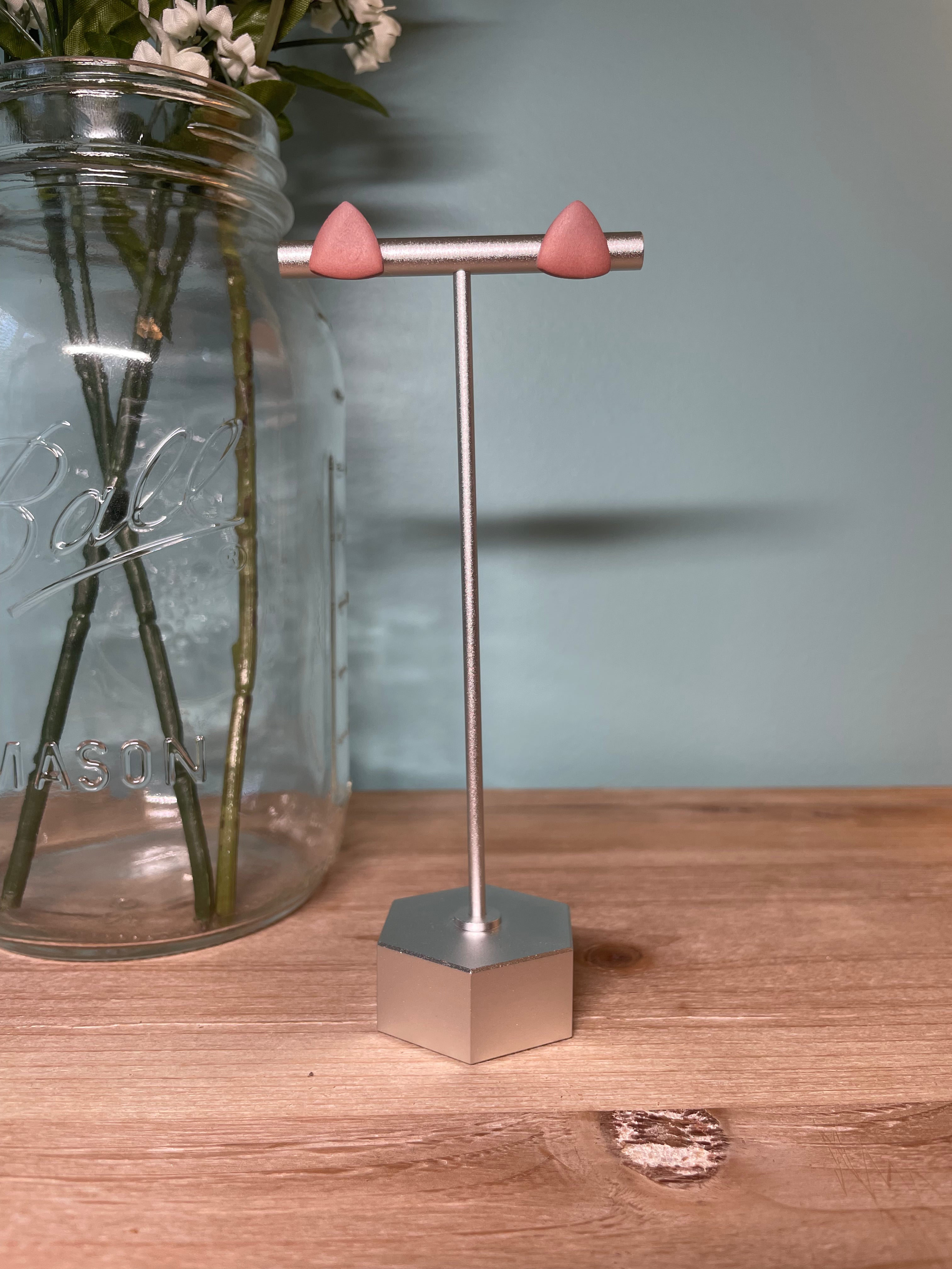 Pink Ombre Triangle Studs