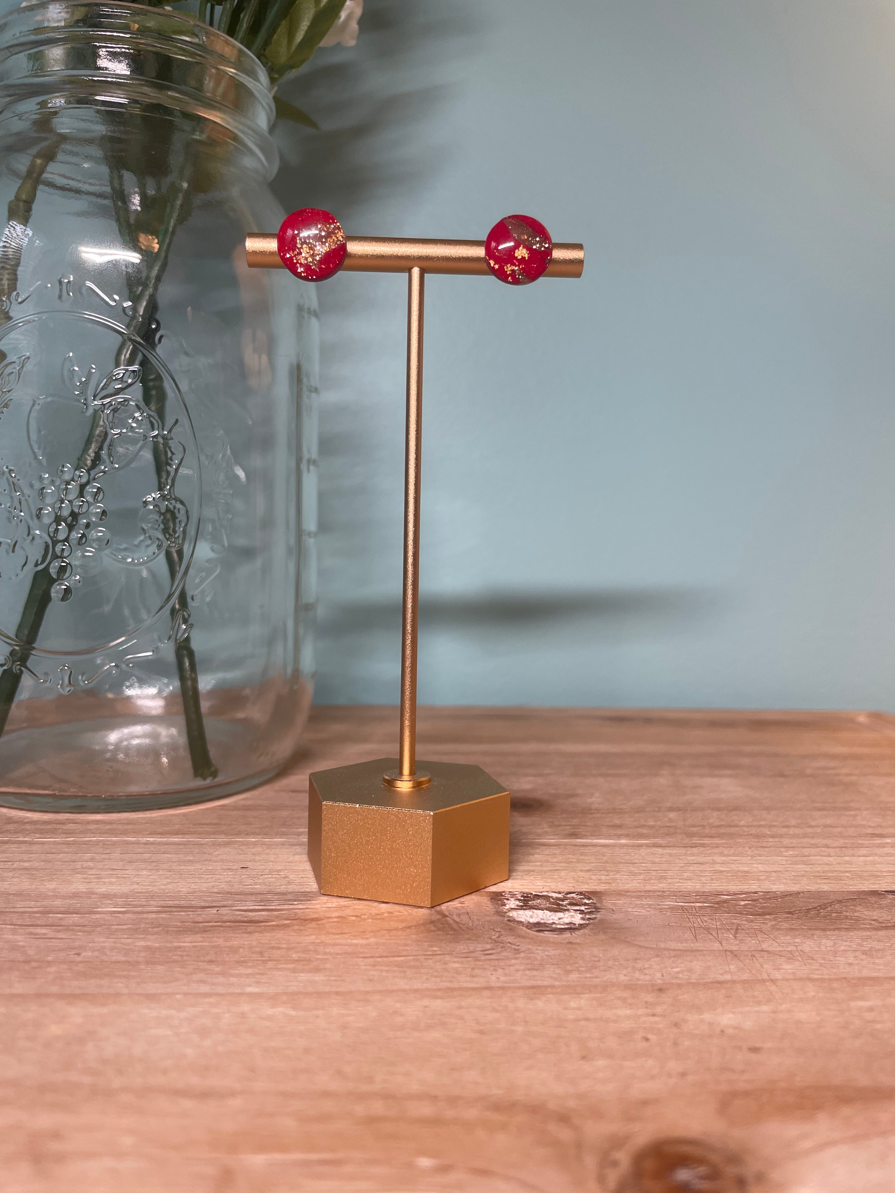 Red & Gold Circle Studs