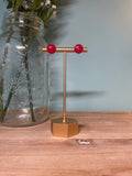 Sparkly Red Circle Studs