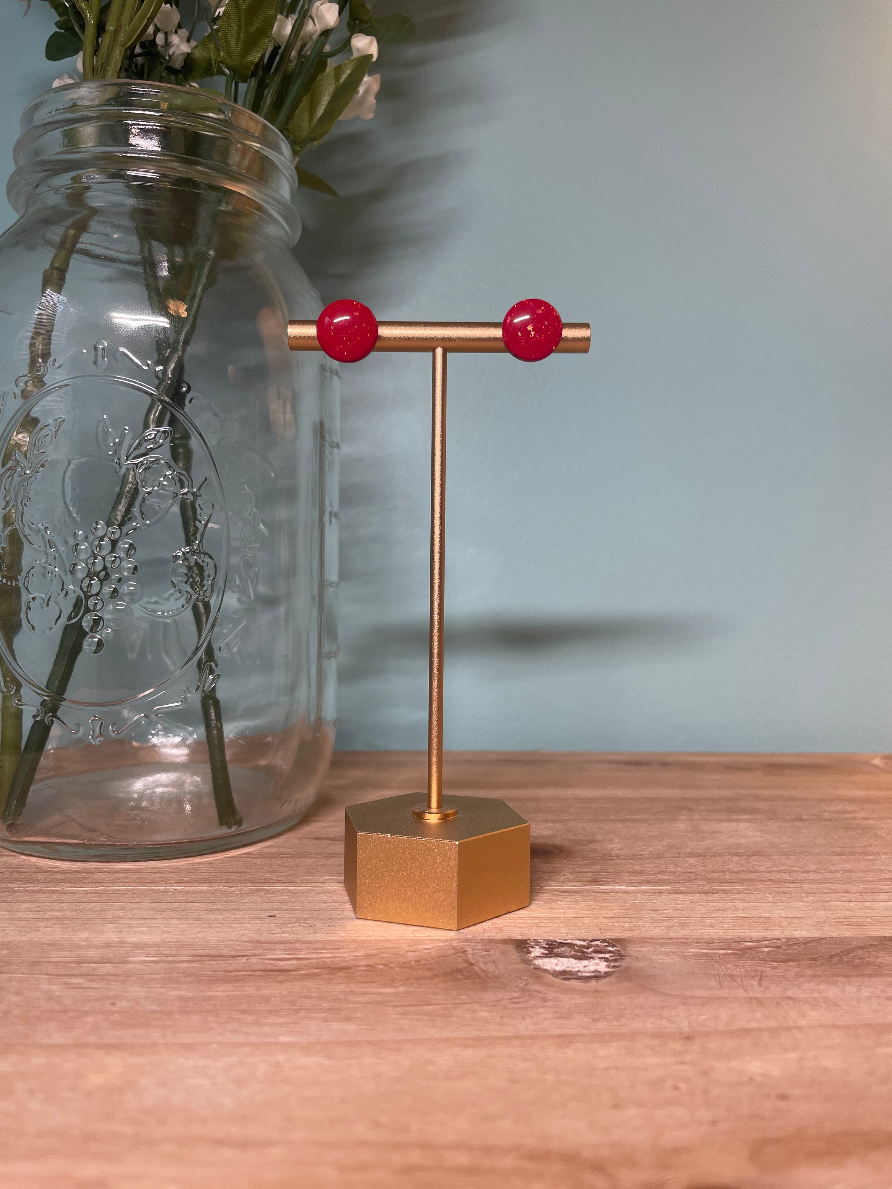 Sparkly Red Circle Studs