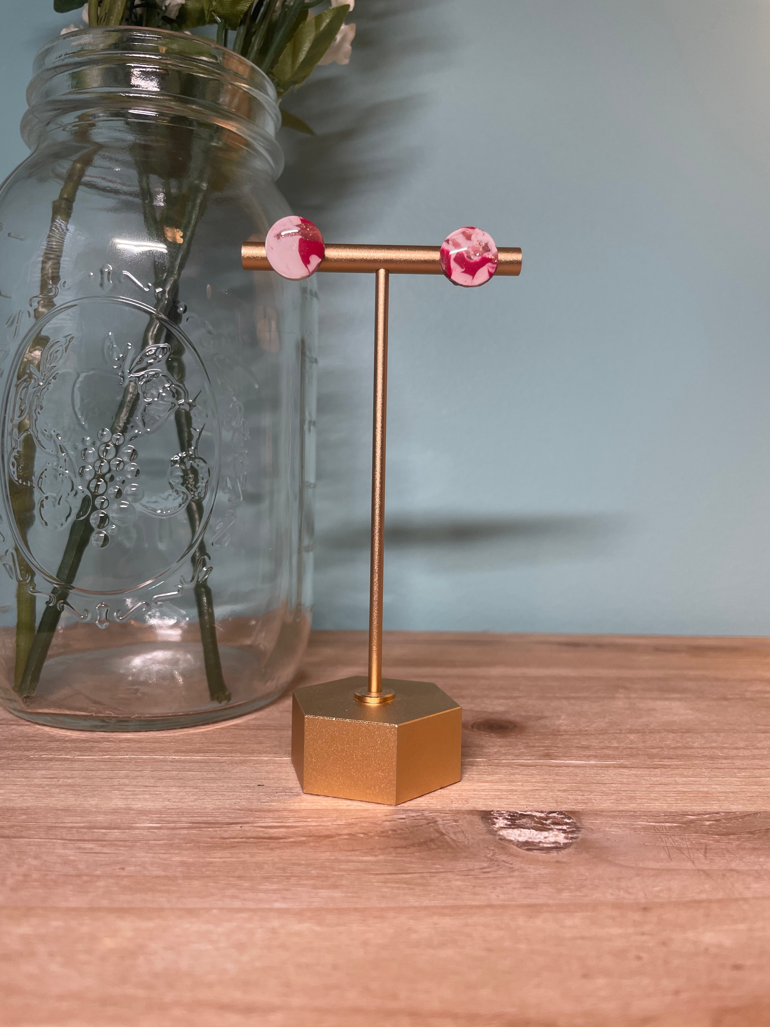 Red & White Circle Studs