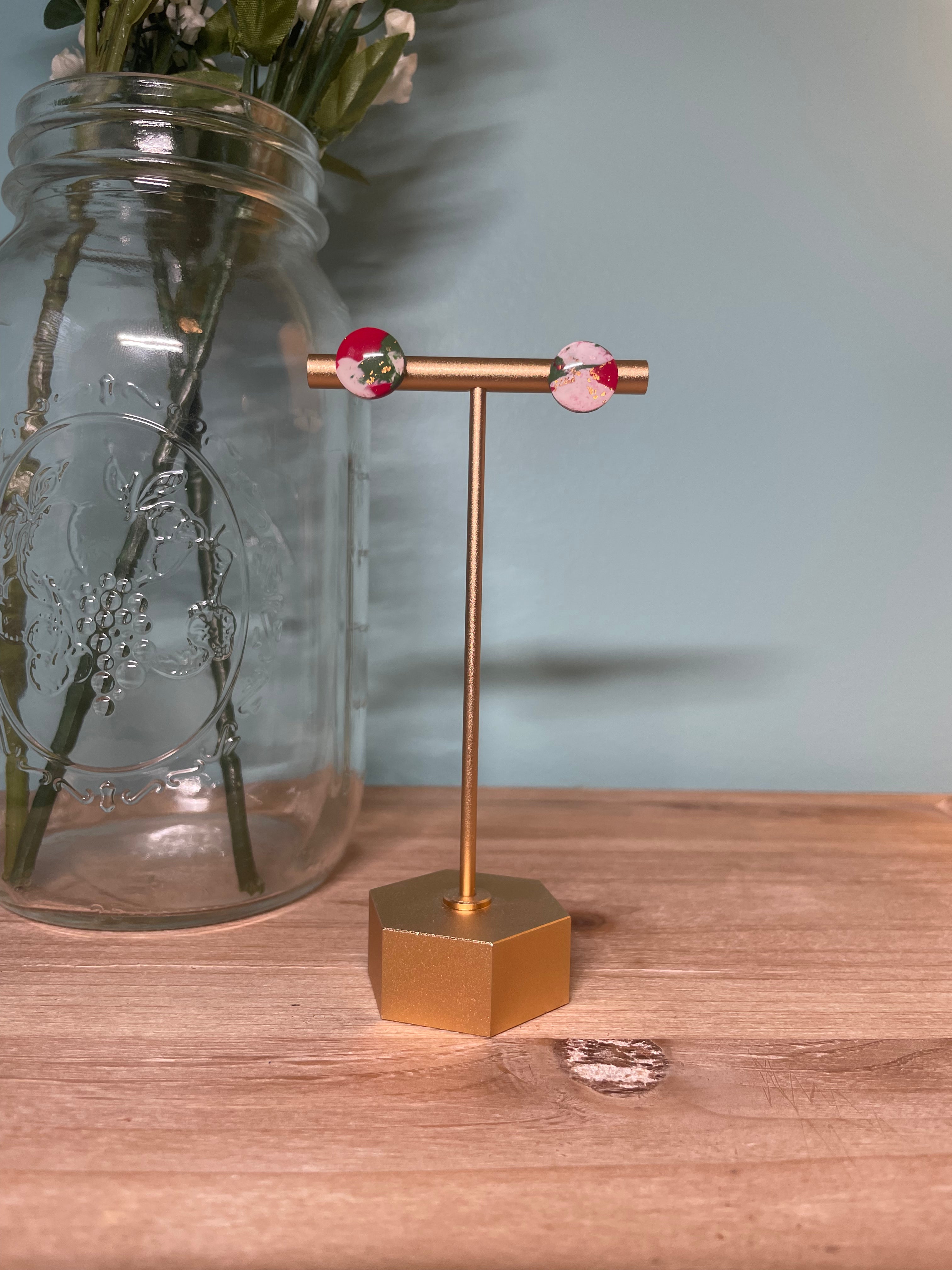 Green & Red Circle Studs