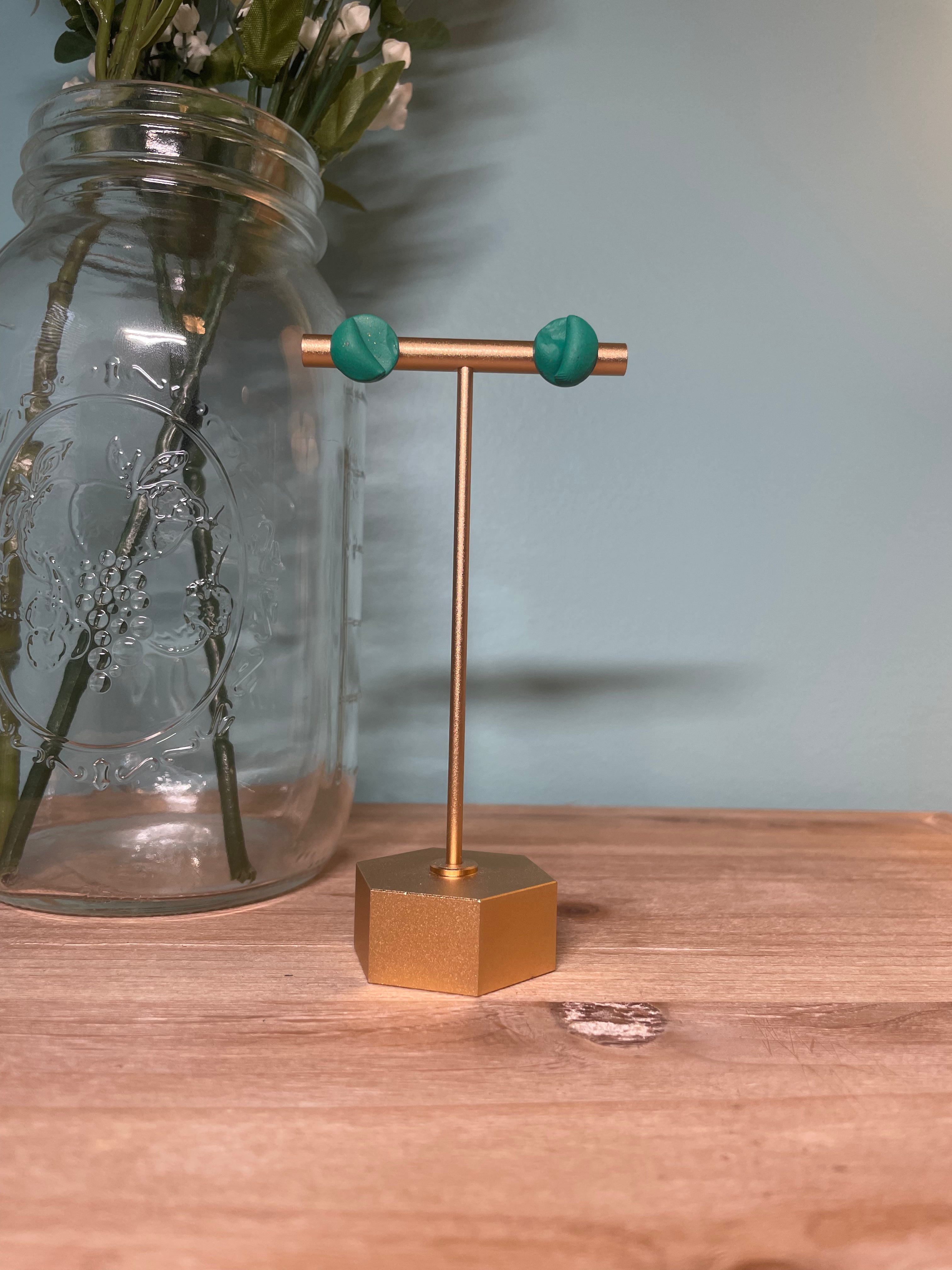 Green Silk Circle Studs