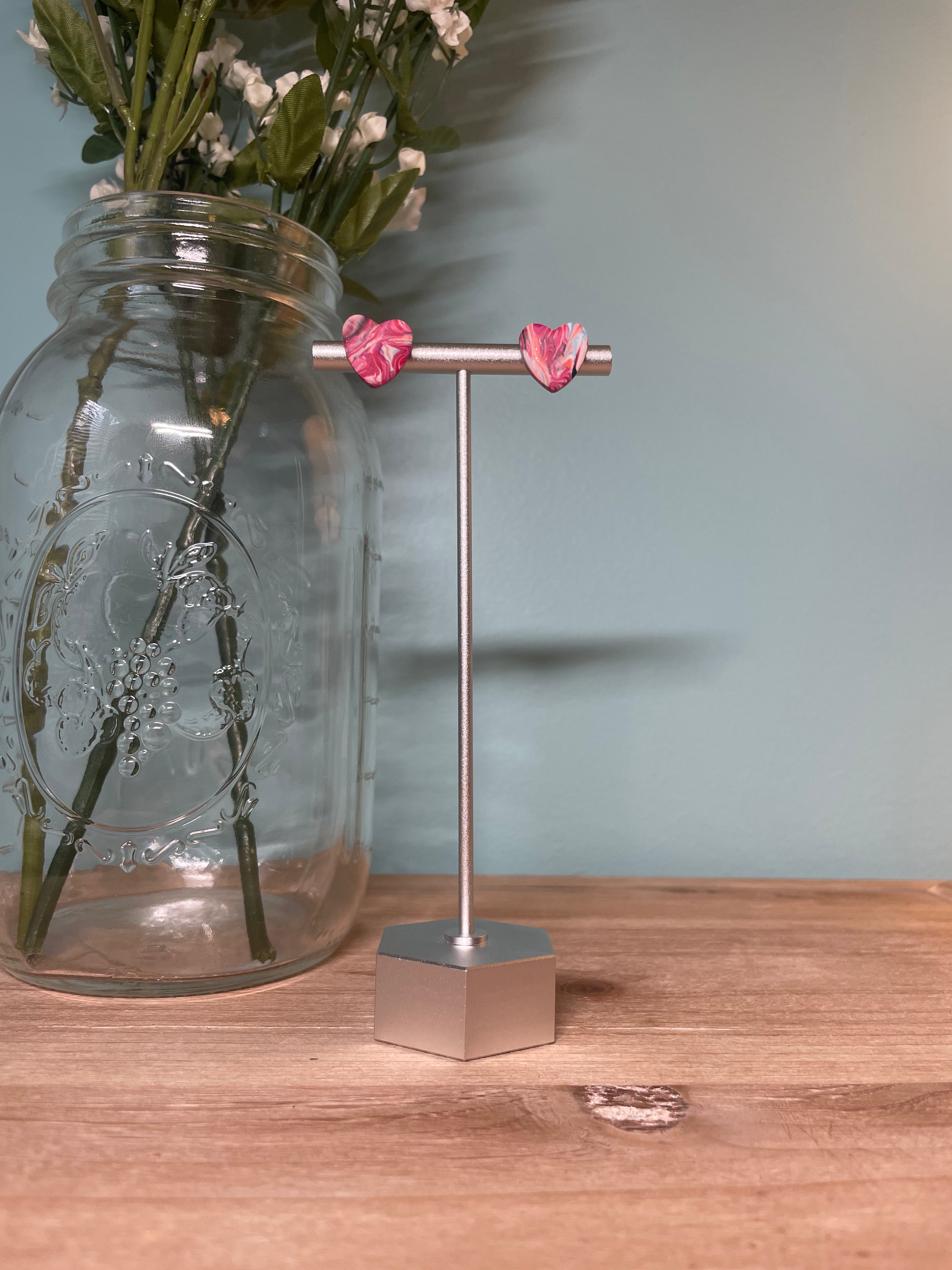 Color Mix Heart Studs