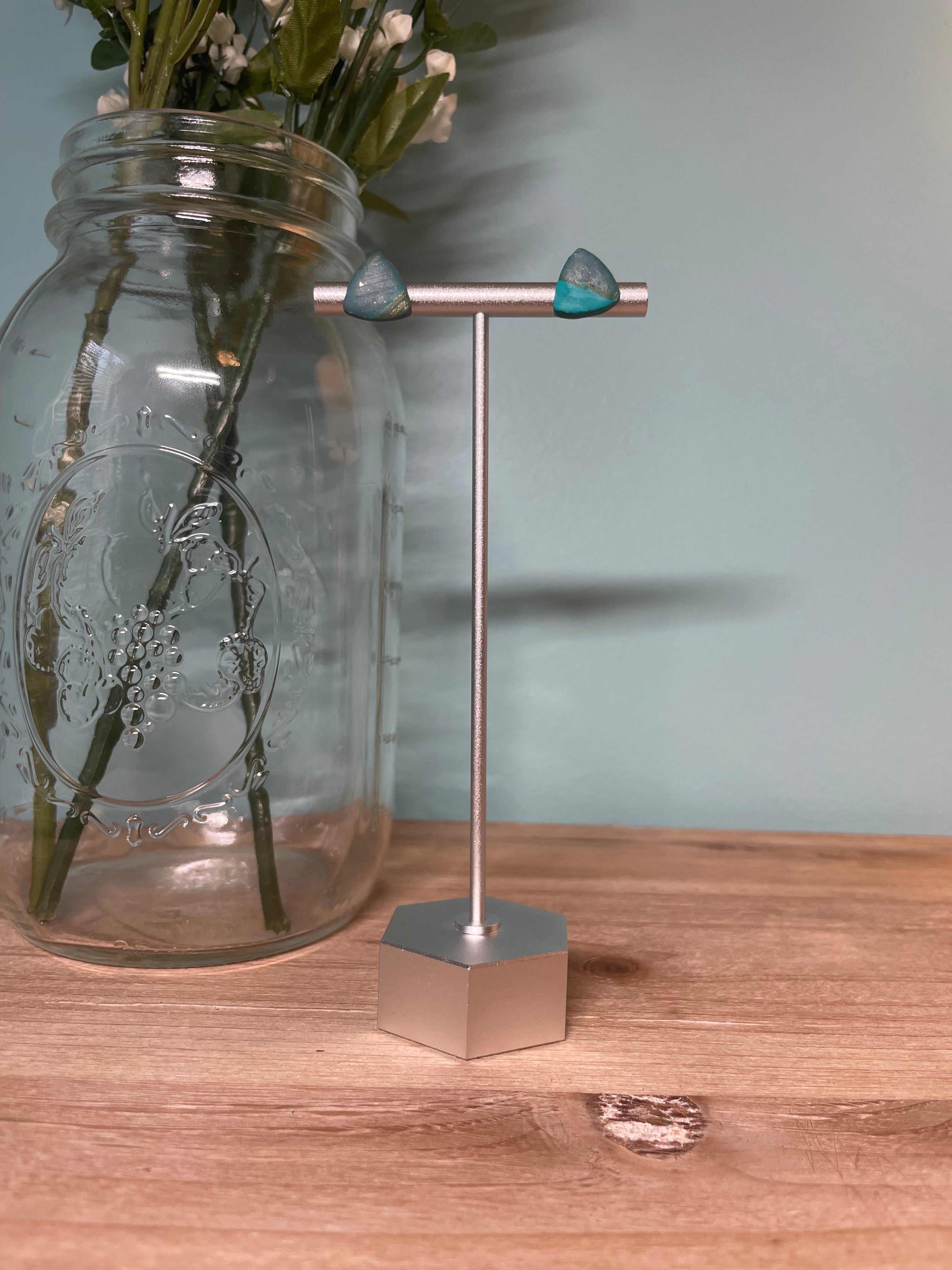 Green Mix Triangle Studs