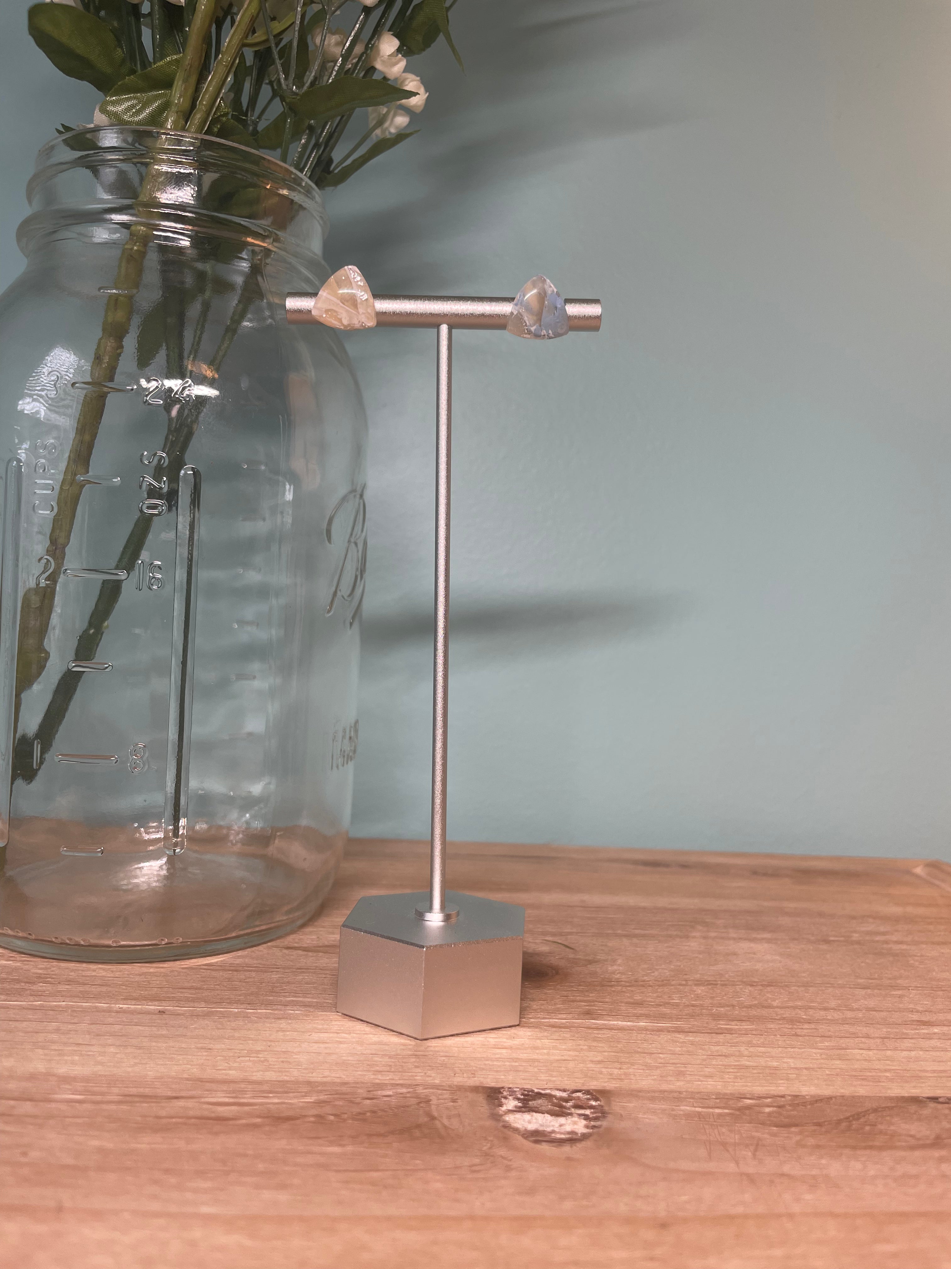 Blue Marble Triangle Stud